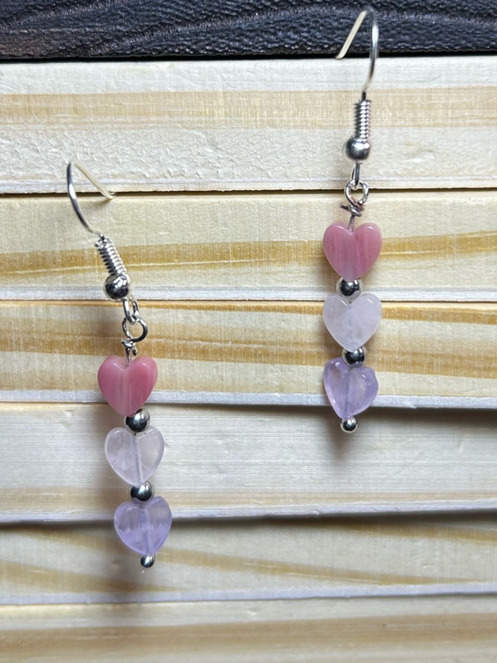 3/$25 Heart Gemstone Drop Earrings - Picture 5 of 7